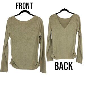 Anthropologie Saturday Sunday Moss green Rhea Boat-Neck Long Sleeve top S